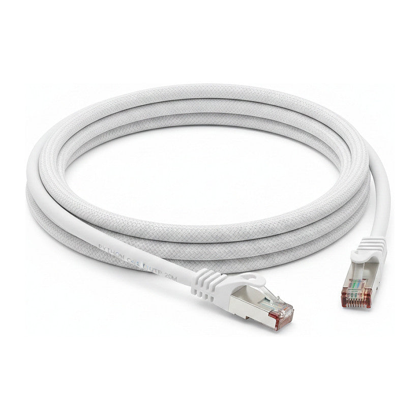 Python Cat.6 Patchkabel mit Nylongeflecht weiß 20m