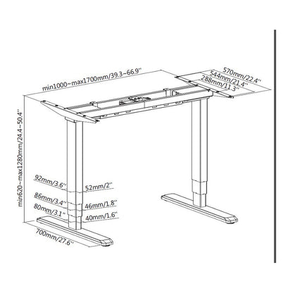Equip Schreibtischgestell Dual Motor elek. 125Kg gr lite Retail