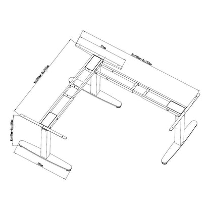 Equip Schreibtischgestell Triple Motor elek. 150Kg L-Form ws lite Retail