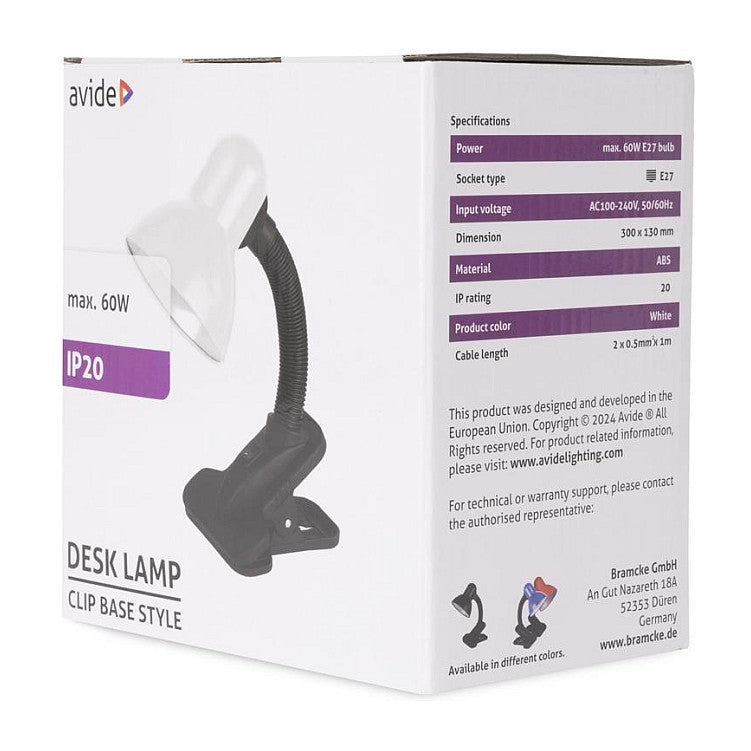 Avide Basic Tischleuchte Clipbar Max 60W
