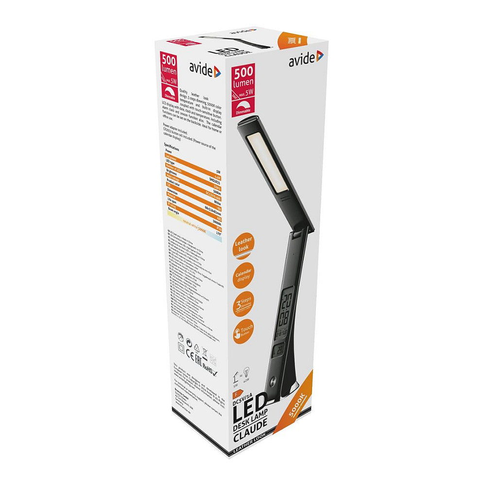 Avide LED Tischleuchte Business Claude Kalender Schwarz 5W