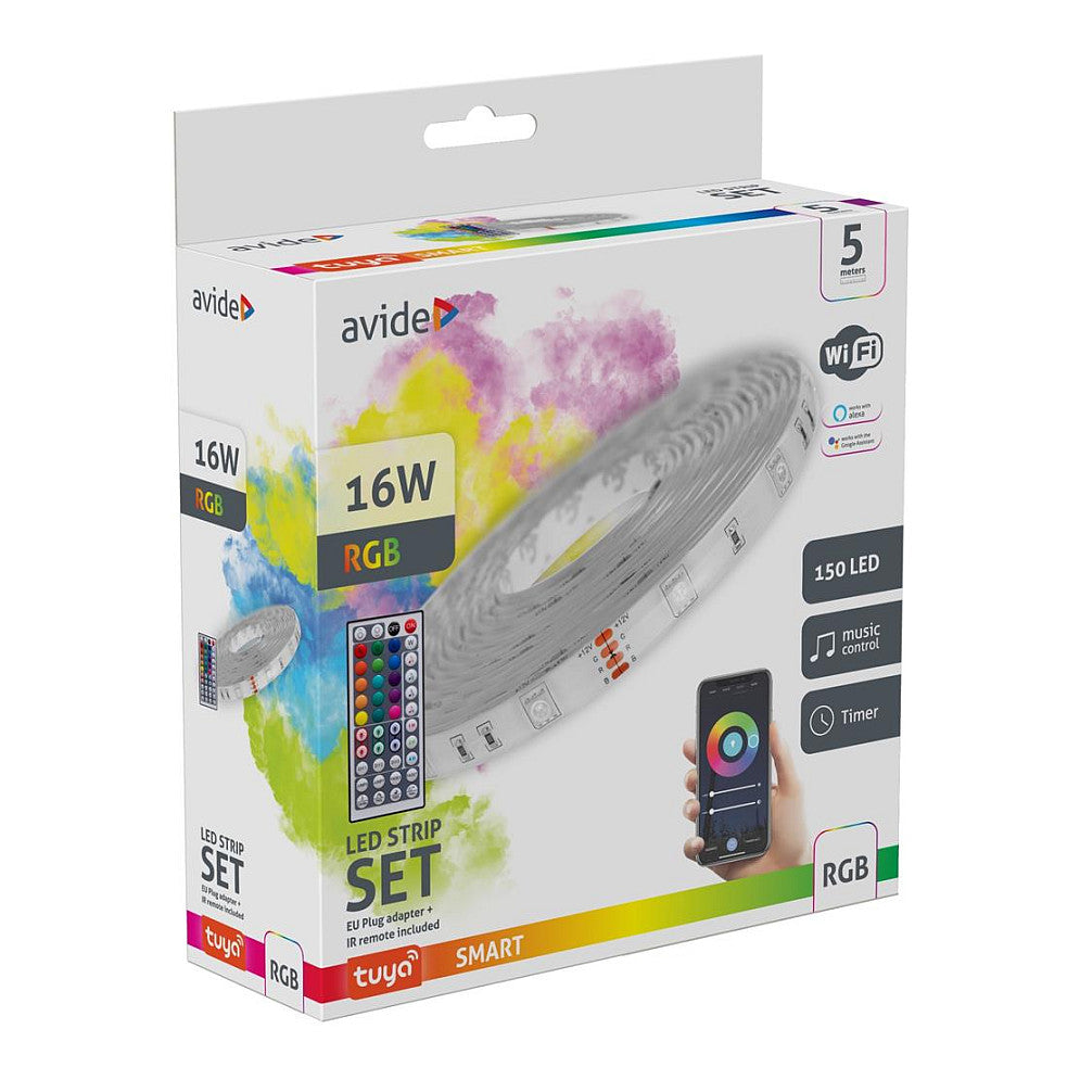 Avide LED Streifen Blister 12V 16W RGB 5m TUYA IR Fernbedi.