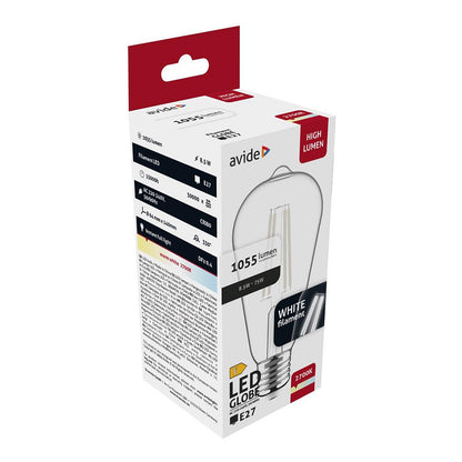 Avide LED Birne White Filament ST64 8.5W E27 WW 2700K