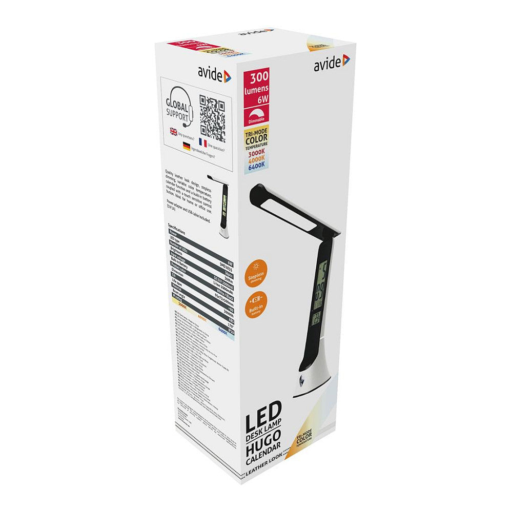 Avide LED Tischleuchte Hugo Schwarz-Weiß 6W Kalendar