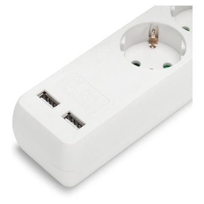 Entac Steckdosenleiste 3fach mit USB 1,5m Schalter weiß