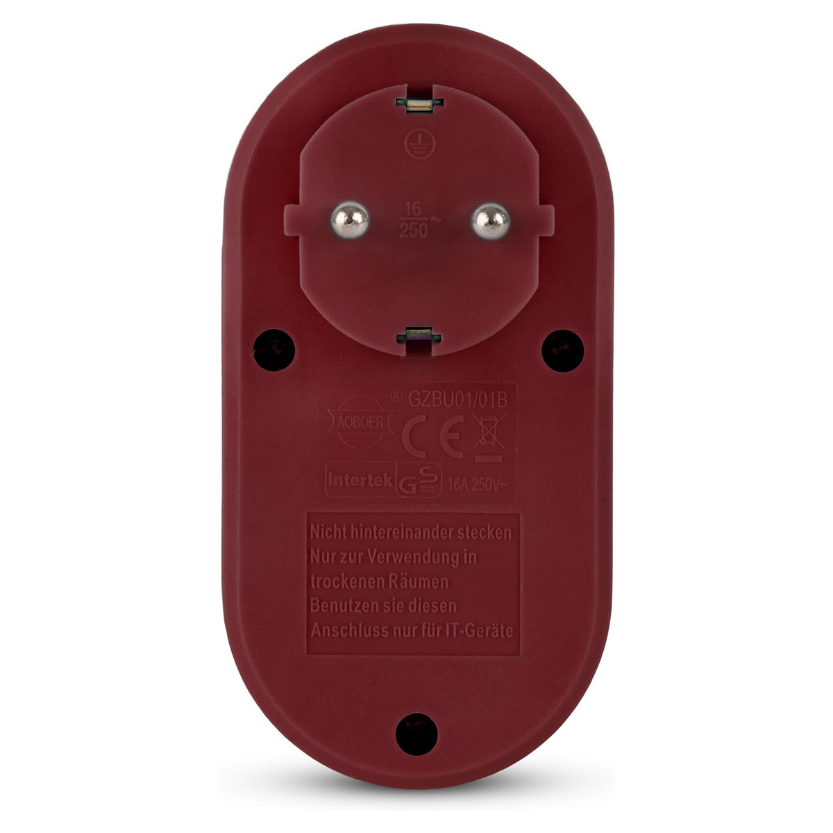 Entac Steckdosenadapter + 2x USB-A burgundy