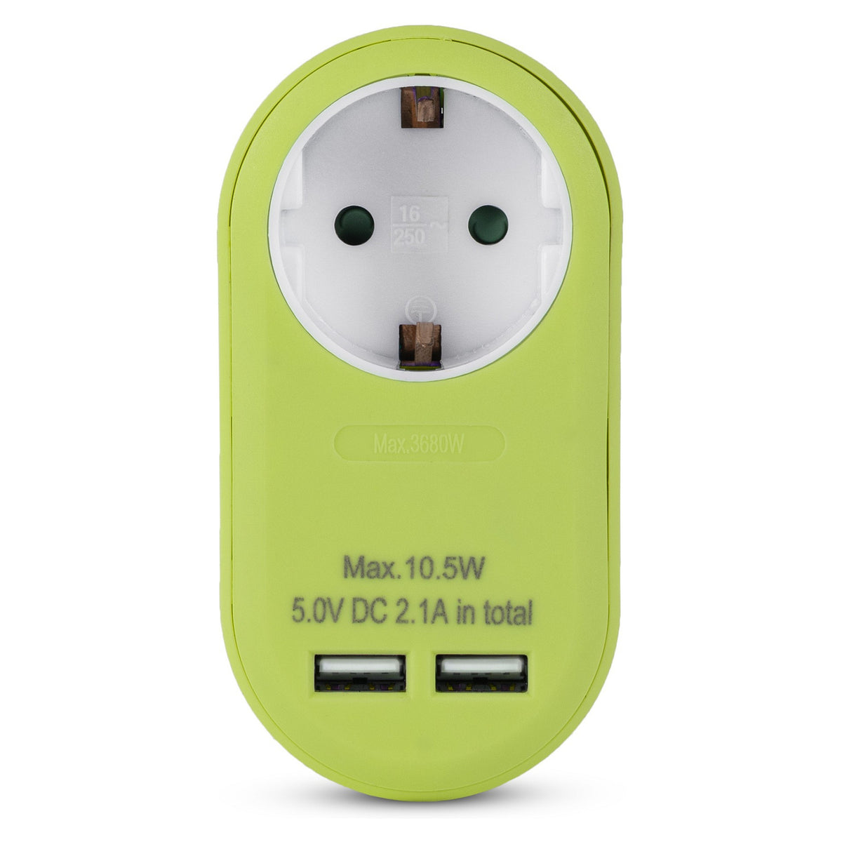 Entac Steckdosenadapter + 2x USB-A lime