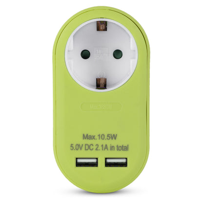 Entac Steckdosenadapter + 2x USB-A lime