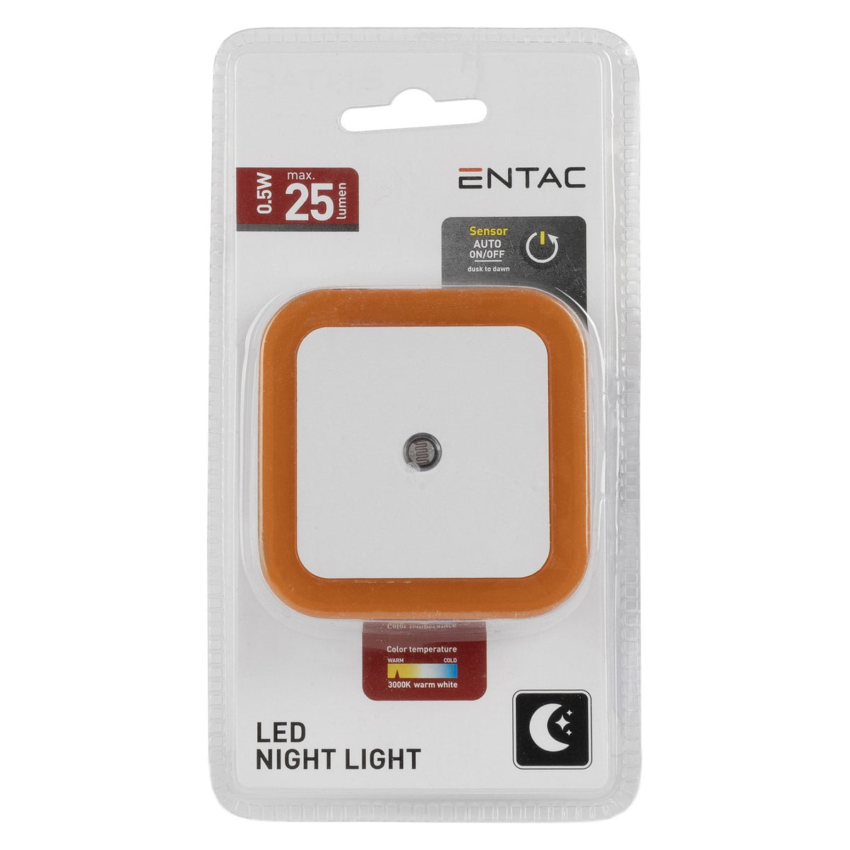 Entac Nachtlicht 0.5W quadrat. WW Orange Dämmerungssensor