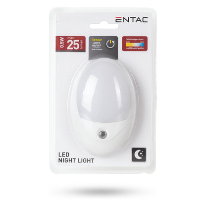 Entac Nachtlicht 0.5W Oval CW White Dämmerungssensor
