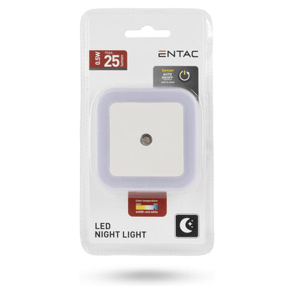 Entac Nachtlicht 0.5W quadrat. CW White Dämmerungssensor