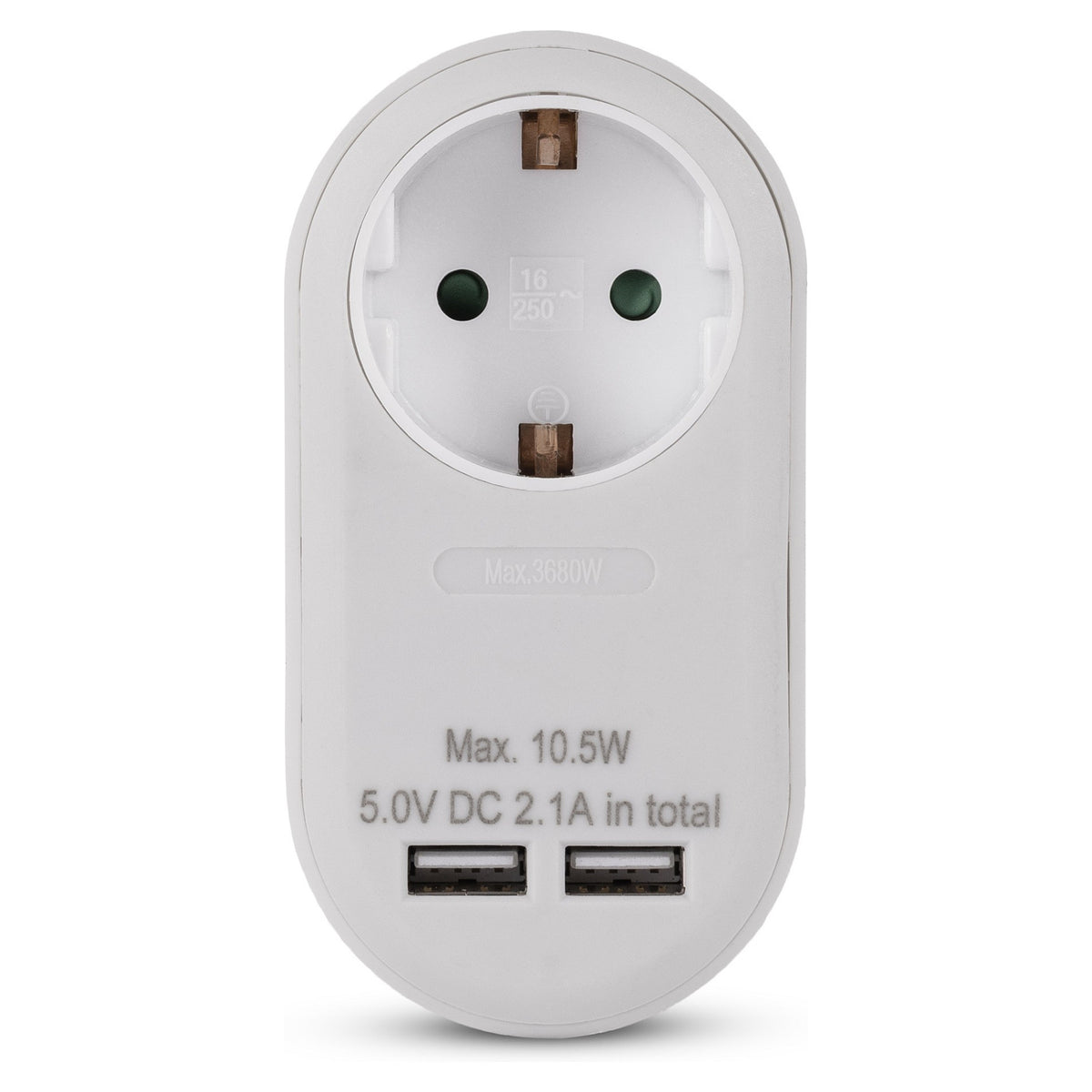Entac Steckdosenadapter + 2x USB-A weiß