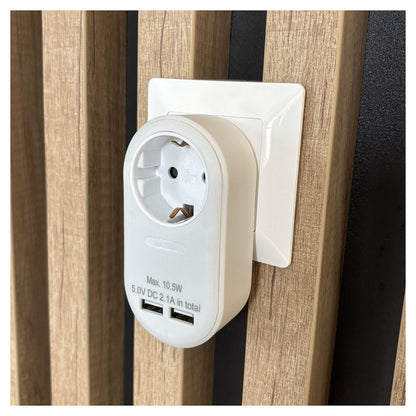 Entac Steckdosenadapter + 2x USB-A weiß