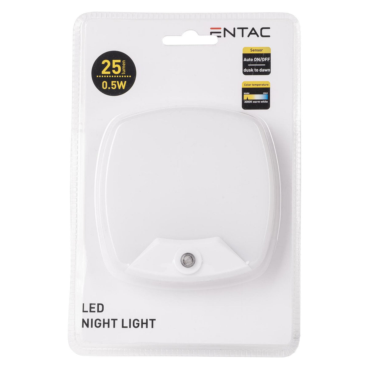 Entac Nachtlicht 0.5W quadrat. WW White Dämmerungssensor