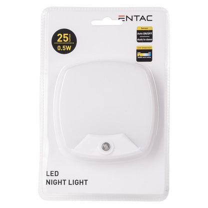 Entac Nachtlicht 0.5W quadrat. WW White Dämmerungssensor