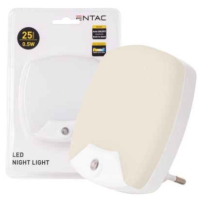 Entac Nachtlicht 0.5W quadrat. WW White Dämmerungssensor