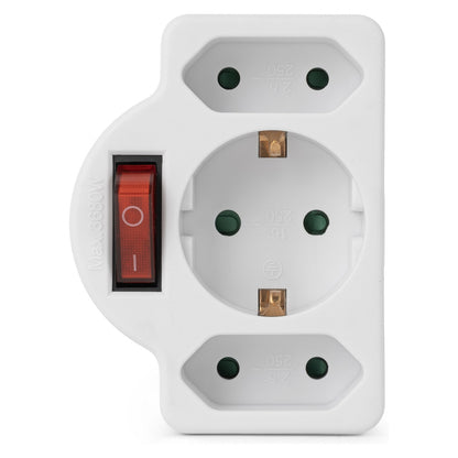 Entac Steckdosenadapter 2x Euro 1x Schukon Schalter weiß