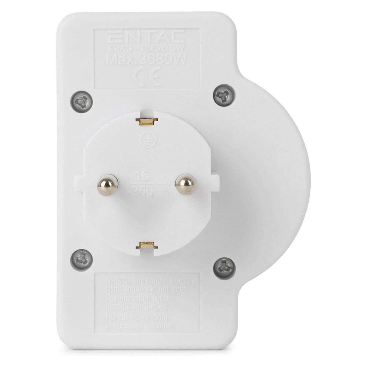 Entac Steckdosenadapter 2x Euro 1x Schukon Schalter weiß