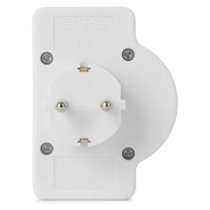 Entac Steckdosenadapter 2x Euro 1x Schukon Schalter weiß