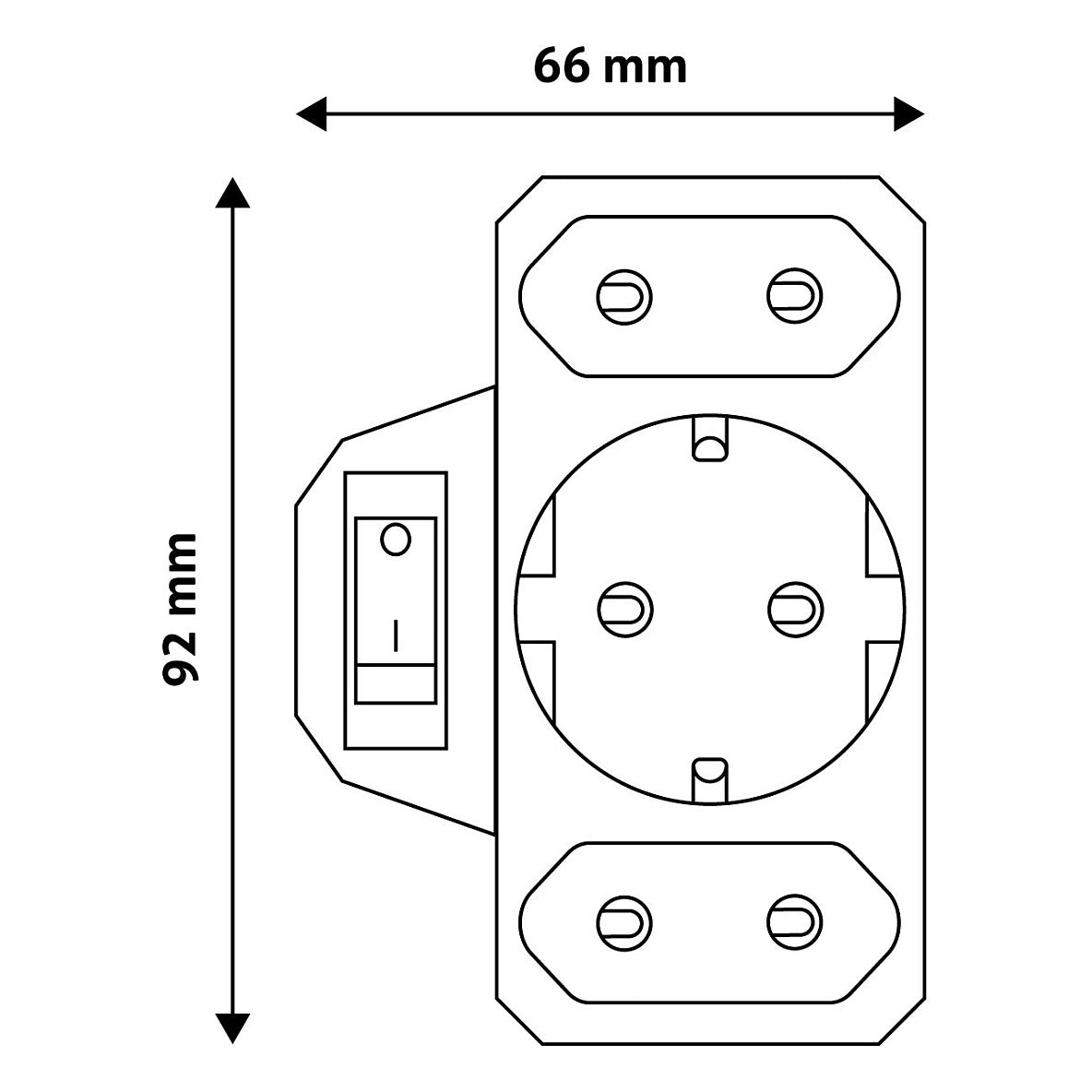 Entac Steckdosenadapter 2x Euro 1x Schukon Schalter weiß