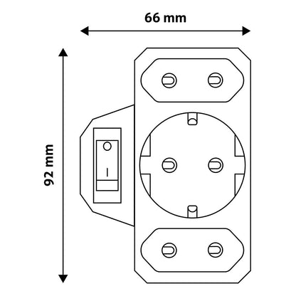 Entac Steckdosenadapter 2x Euro 1x Schukon Schalter weiß
