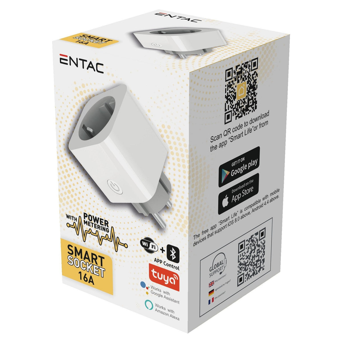 Entac WIFI Steckdosenadapter mit Leistungsmesser weiß