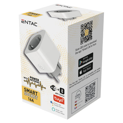 Entac WIFI Steckdosenadapter mit Leistungsmesser weiß