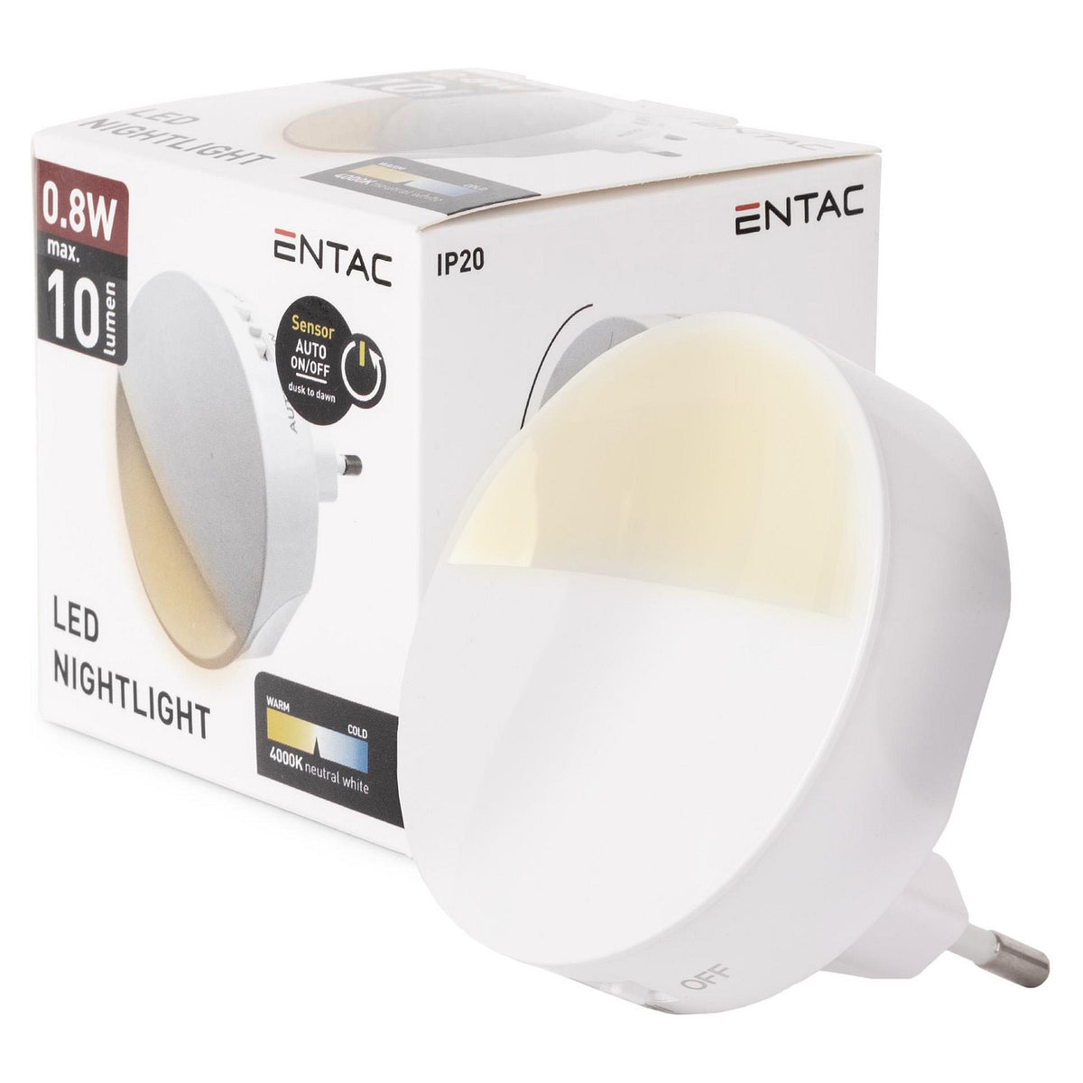 Entac Nachtlicht 0,8W CDS Dämmerungssensor(ohne PIR Sensor)