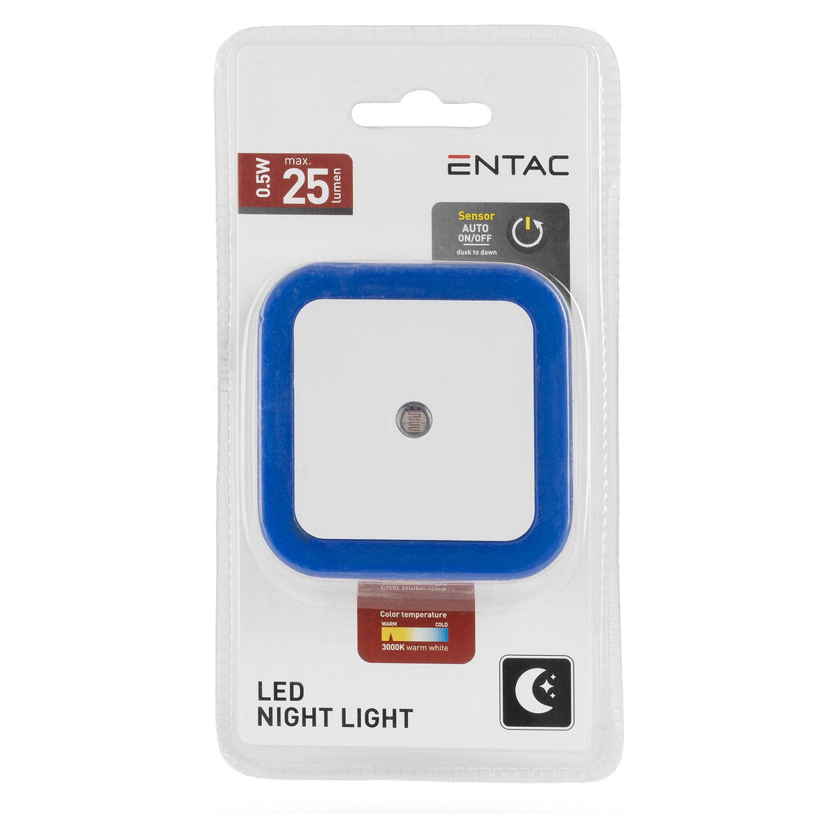 Entac Nachtlicht 0.5W quadratisch CW Blue Dämmerungssensor