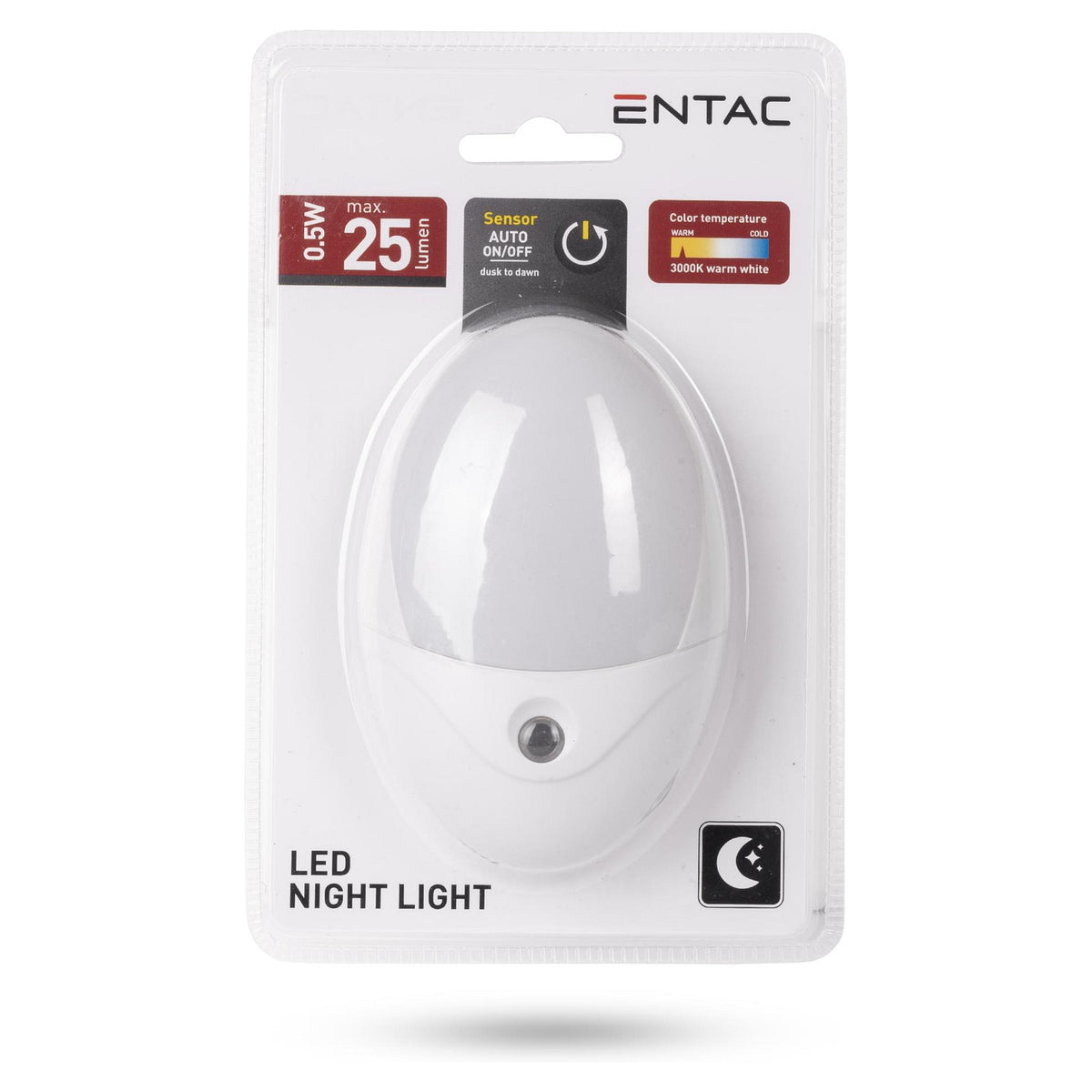 Entac Nachtlicht 0.5W Oval WW White Dämmerungssensor