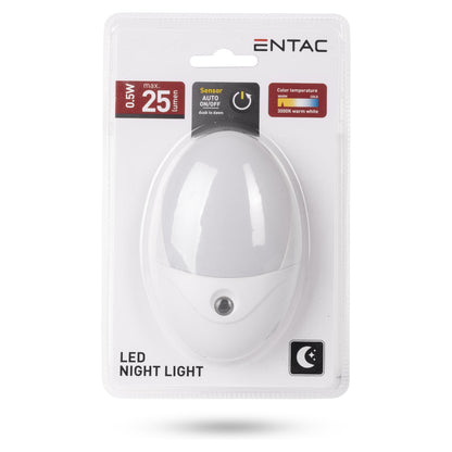 Entac Nachtlicht 0.5W Oval WW White Dämmerungssensor