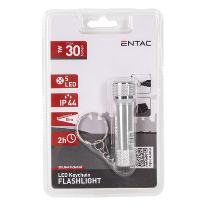 Entac Taschenlampe 5LED Schlüsselanhänger Silber