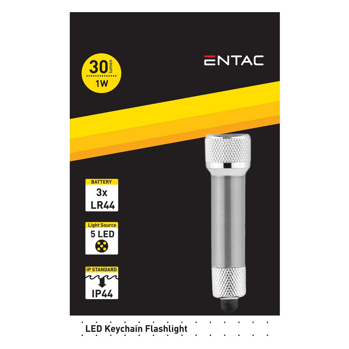 Entac Taschenlampe 5LED Schlüsselanhänger Silber