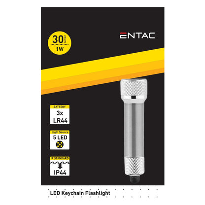Entac Taschenlampe 5LED Schlüsselanhänger Silber