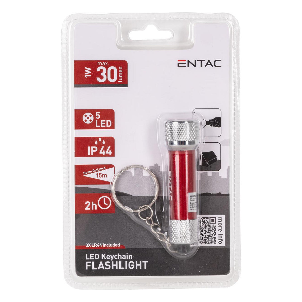Entac Taschenlampe 5LED Schlüsselanhänger Rot