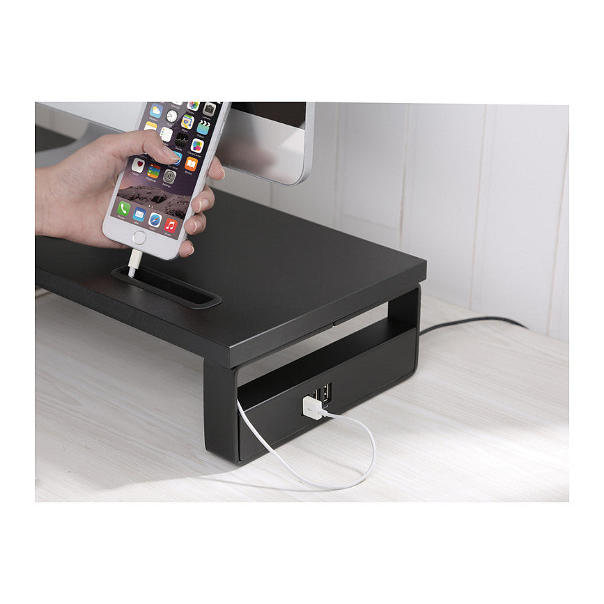 Equip Monitortischerhöhung 3xUSB2.0/Handyhalter 15Kg schwarz retail