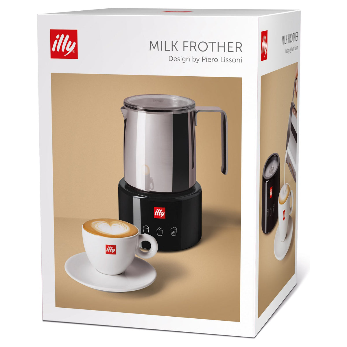 illy Milchaufschumer Edelstahl / schwarz by Piero Lissoni