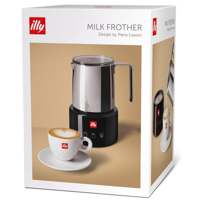 illy Milchaufschumer Edelstahl / schwarz by Piero Lissoni