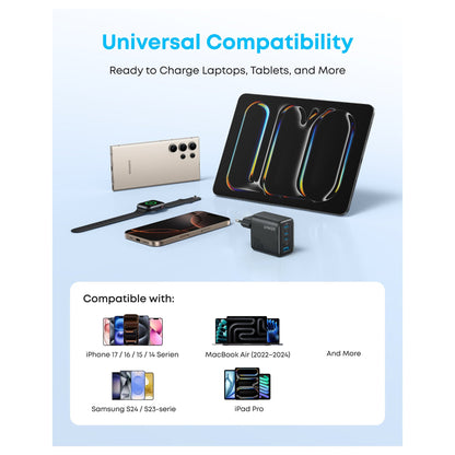 ANKER Zolo Charger 70W Ladegert 3x USB-C 1x USB-A dunkelgrau