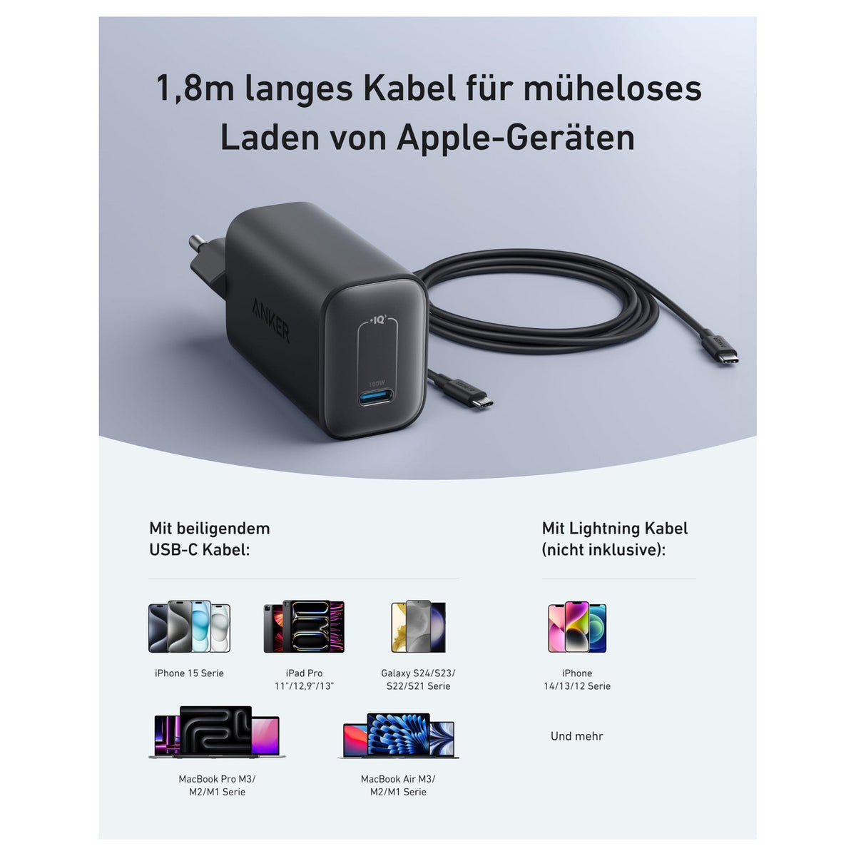 ANKER Nano Charger 100W w c-c cable black