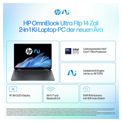 HP OmniBook Ultra Flip 14-fh0174ng inkl. HDMI Adapter & Pen CU 7 258V/32GB/2TBSSD/W11 Home Touch