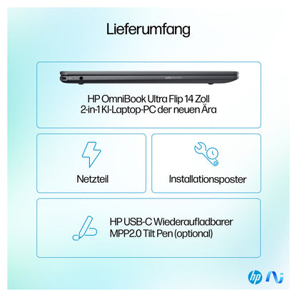 HP OmniBook Ultra Flip 14-fh0174ng inkl. HDMI Adapter & Pen CU 7 258V/32GB/2TBSSD/W11 Home Touch