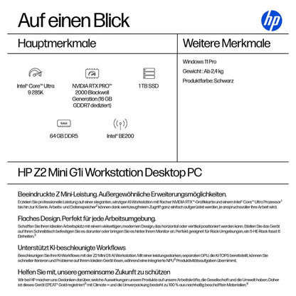 HP Z2 Mini G1i CU9 285K/64GB/1TBSSD/RTX PRO 2000/W11 Pro 1J Gar (DE)