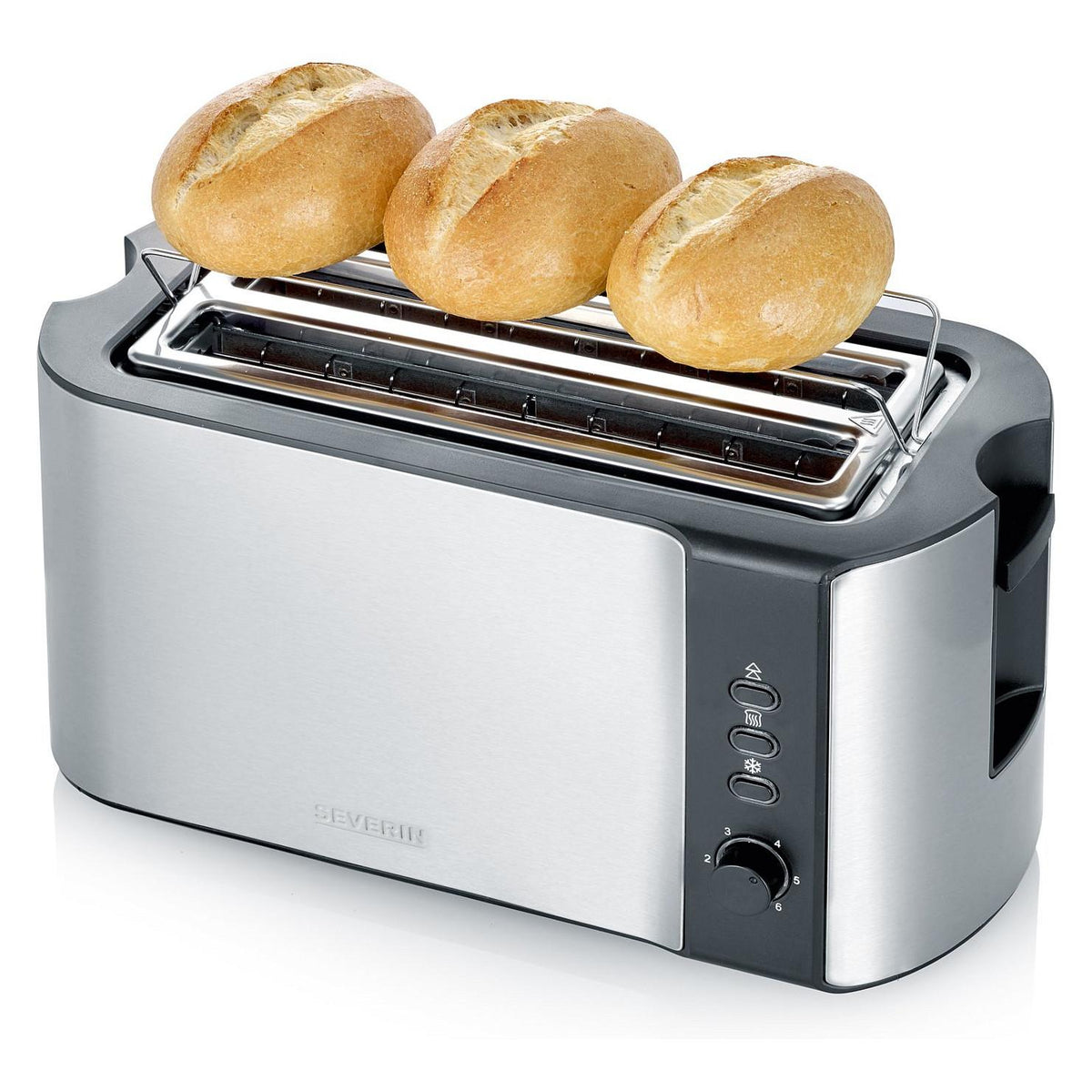 Automatik-Langschlitztoaster AT 2590 (edelstahl/schwarz, 1.400 Watt, fr 4 Scheiben Toast)