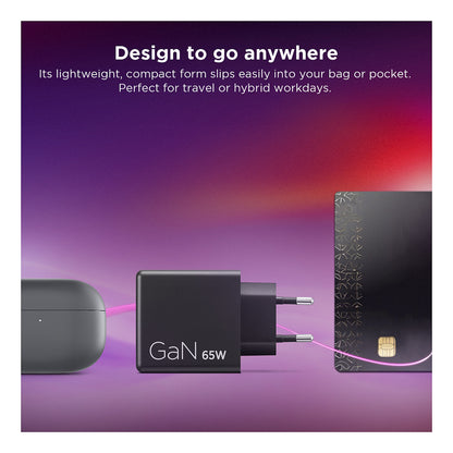 N Lenovo Dual USB-C 65W GaN-Ladegerät/ Netzteil Schwarz inkl. USB-C Kabel (1,5m)