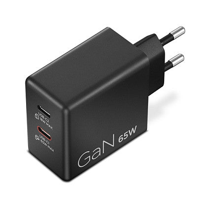 N Lenovo Dual USB-C 65W GaN-Ladegerät/ Netzteil Schwarz inkl. USB-C Kabel (1,5m)