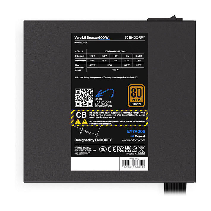 600W Endorfy Vero L5 Netzteil ATX (Bronze) schwarz