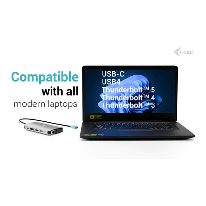 D I-TEC USB-C Metal Nano 3x Display Docking Station 1x DP 1x HDMI 1x VGA 1x GLAN 1x USB-C Gen1 4x USB-A Gen1 Power Delivery 100W