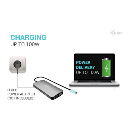D I-TEC USB-C Metal Nano 3x Display Docking Station 1x DP 1x HDMI 1x VGA 1x GLAN 1x USB-C Gen1 4x USB-A Gen1 Power Delivery 100W