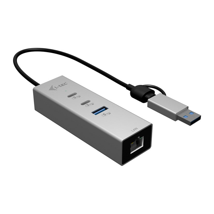 D I-TEC USB-C/USB-A Metal HUB 3 2x USB-C Gen1 1x USB-A Gen1 1x 2,5GLAN
